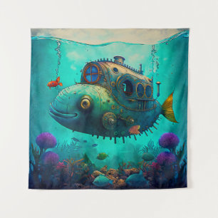 Miles Under the Sea Art Illustration Tapestry