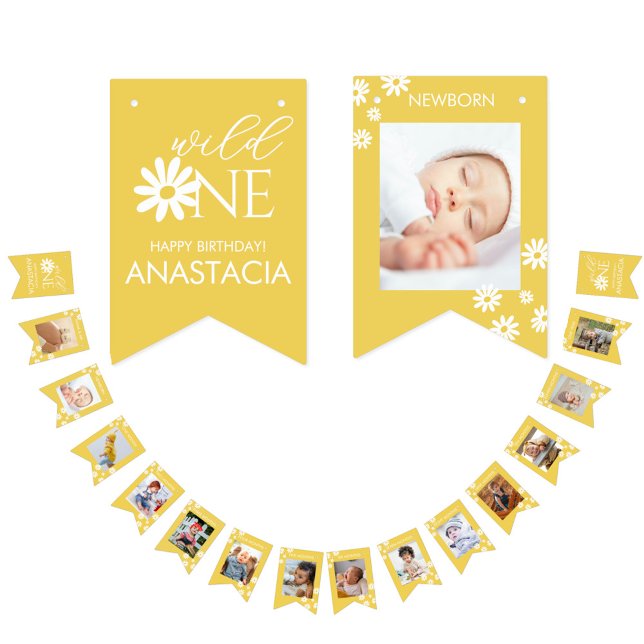 Milestone 1st Birthday Photo White Daisy Bunting (Creator Uploaded)