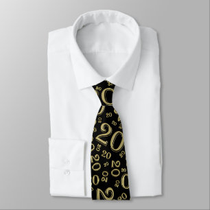 Milestone 20 Random Number Pattern Black/Gold Tie