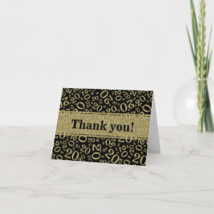 Milestone 20 Random Number Pattern Gold/Black Thank You Card