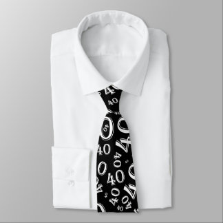 Milestone 40 Random Number Pattern Black/White Tie