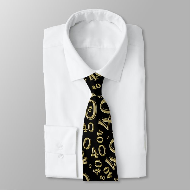 Milestone 40 Random Number Pattern Gold/Black Tie (Tied)
