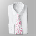 Milestone 40 Random Number Pattern Pink/White Tie<br><div class="desc">Milestone number 40: This random number pattern is a fun gift idea for your 40th birthday. The unique design is a pink milestone number 40 repeated and scattered in a random pattern over a white background. You don’t have to be 40 years old or over the hill to wear this...</div>