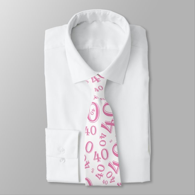 Milestone 40 Random Number Pattern Pink/White Tie (Tied)