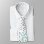 Milestone 40 Random Number Pattern Teal/White Tie<br><div class="desc">Milestone number 40: This random number pattern is a fun gift idea for your 40th birthday. The unique design is a teal milestone number 40 repeated and scattered in a random pattern over a white background. You don’t have to be 40 years old or over the hill to wear this...</div>