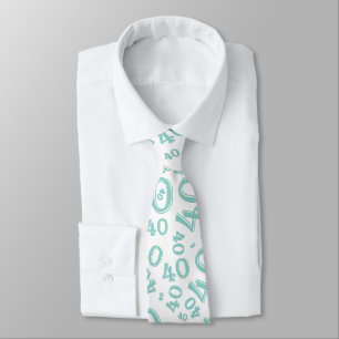 Milestone 40 Random Number Pattern Teal/White Tie