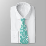 Milestone 40 Random Number Pattern Teal/White Tie<br><div class="desc">Milestone number 40: This random number pattern is a fun gift idea for your 40th birthday. The unique design is a white milestone number 40 repeated and scattered in a random pattern over a teal background. You don’t have to be 40 years old or over the hill to wear this...</div>