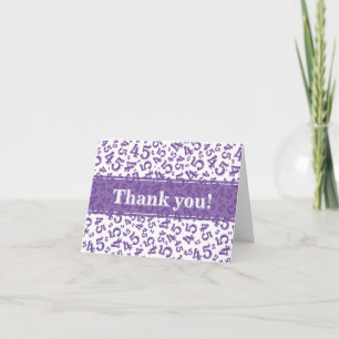 Milestone 45 Random Number Pattern Purple/White Thank You Card