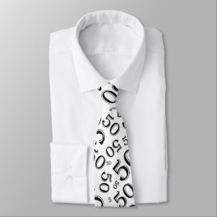 Milestone 50 Random Number Pattern Black/White Tie