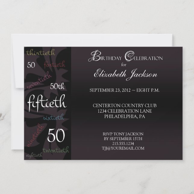 Milestone 50th Birthday Party Invitation (Front)