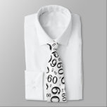 Milestone 60 Random Number Pattern Black/White Tie<br><div class="desc">Milestone number 60: This random number pattern is a fun gift idea for your 60th birthday. The unique design is a black milestone number 60 repeated and scattered in a random pattern over a white background. You don’t have to be over-the-hill or 60 years old to wear this design; it...</div>