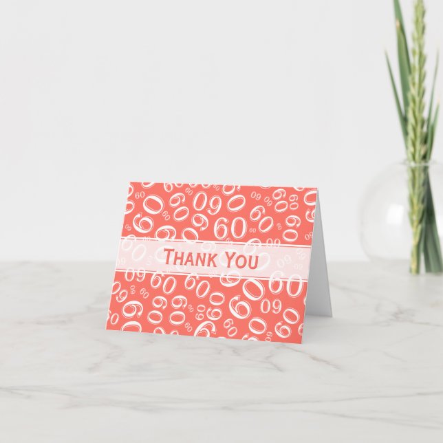 Milestone 60 Random Number Pattern Cora/White Thank You Card (Front)