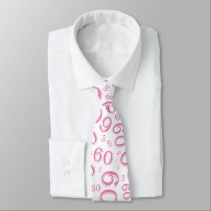 Milestone 60 Random Number Pattern Pink/White Tie