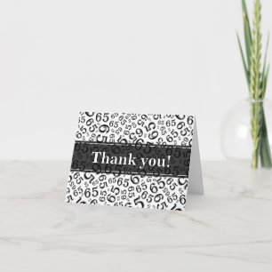 Milestone 65 Random Number Pattern Black/White Thank You Card
