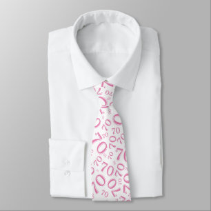 Milestone 70 Random Number Pattern Pink/White Tie