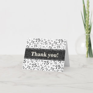 Milestone 75 Random Number Pattern Black/White Thank You Card