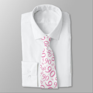 Milestone 90 Random Number Pattern Pink/White Tie