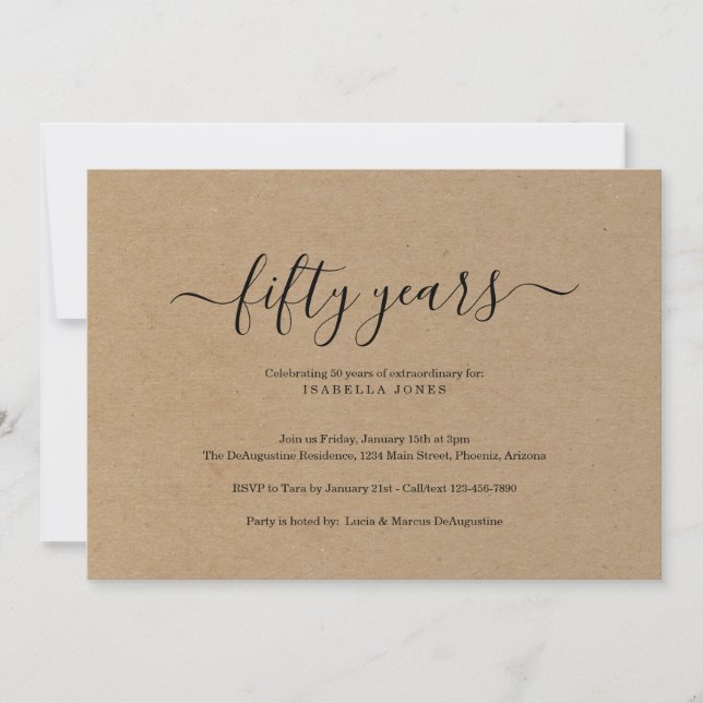 Milestone Adult Birthday Party Kraft Paper Invitation (Front)