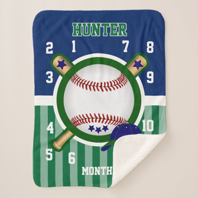 Milestone Baby Blanket - ⚾ Baseball Sport 2 (Front)