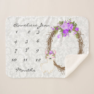Milestone Baby Blanket - Llama - Purple