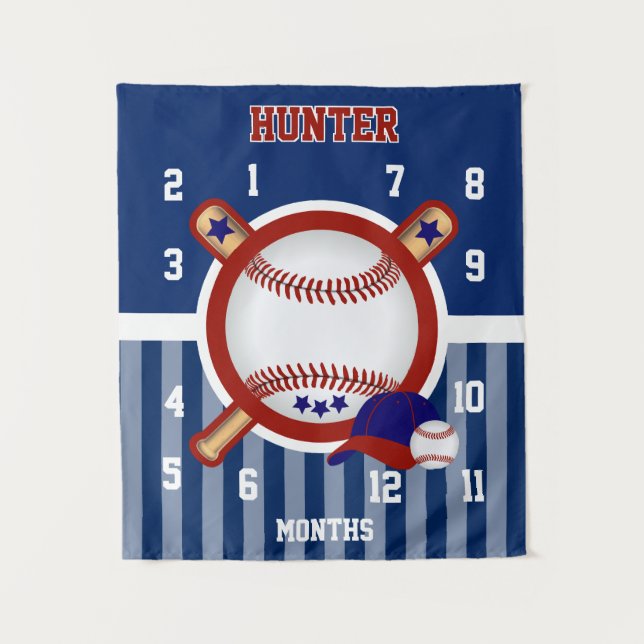 Milestone Baby Photo Prop Baseball ⚾ Sport Tapestry (Front)