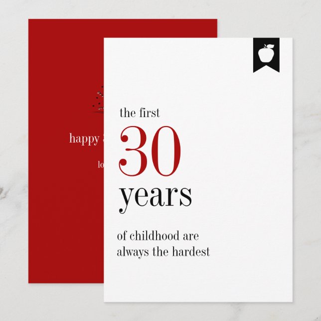 Milestone Birthday 30th Birthday Card (Front/Back)