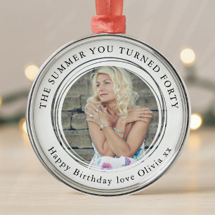 Milestone Birthday 40th Photo Keepsake Metal Tree Decoration