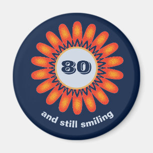 Milestone Birthday 80th Orange Flower Celebration Magnet
