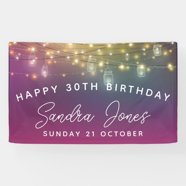Milestone birthday banner customise, 30th birthday (Horizontal)