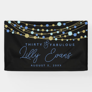 Milestone birthday banner customise, 40th blue