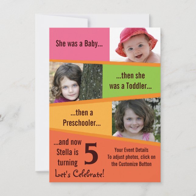 Milestone Birthday - Girls Invitation (Front)