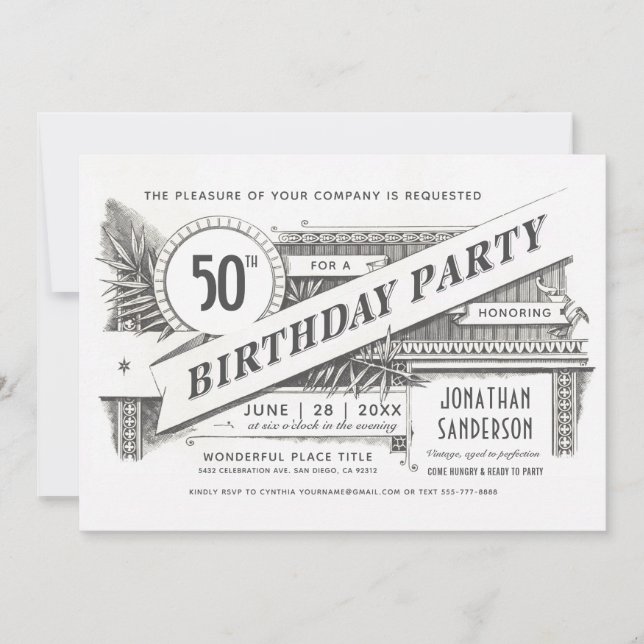Milestone Birthday Invitations | Supreme Vintage (Front)