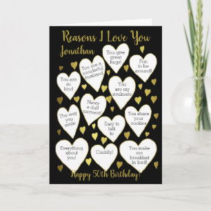 Milestone Birthday Reasons I Love You Personalised Card