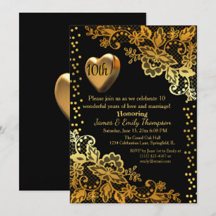 Milestone Black & Gold Wedding Anniversary Party  Invitation
