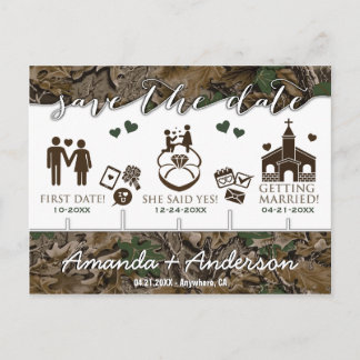Milestone Camo Rustic Timeline Save the Date Cards
