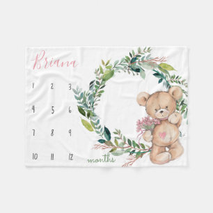 Milestone growth tracker - Teddy bear Fleece Blanket