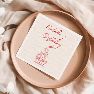Milestone Hand Drawn Champagne Tower Birthday Napkin