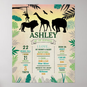Milestone Jungle Poster 1st Wild Lion Giraffe
