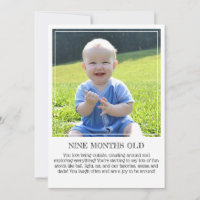 Milestone Keepsake Card: Nine Months Old