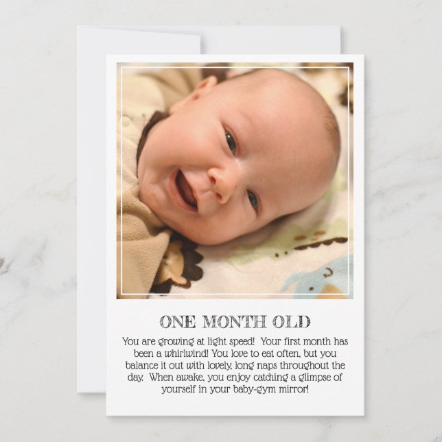 Milestone Keepsake Card: One Month Old Announcement (Front)