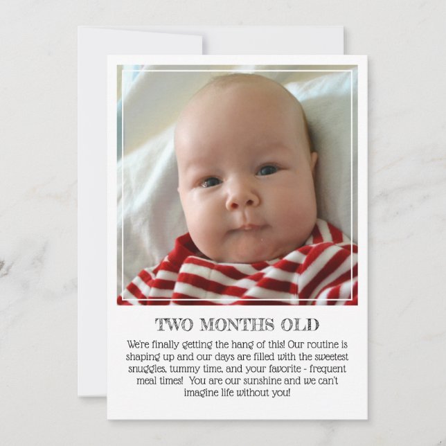 Milestone Keepsake Card: Two Months Old Announcement (Front)