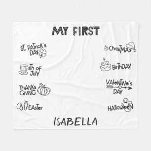 Milestone my first Holiday modern cute baby Fleece Blanket