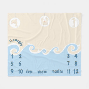 Milestone Ocean Mobile Baby Fleece Blanket
