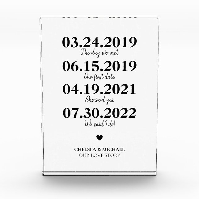 Milestone Our Love Story Wedding Date Photo Block (Front)