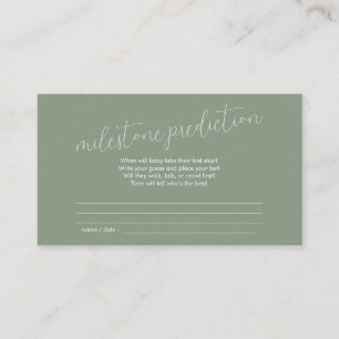 Milestone Prediction Baby Shower Sage Green Enclosure Card