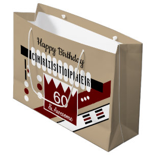 Milestone special birthday name burgundy black large gift bag