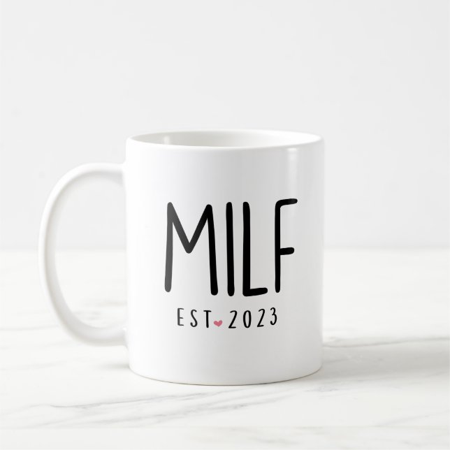 MILF Congratulations Coffee Mug, MILF Est 2023 Two Coffee Mug (Left)