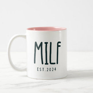 MILF Congratulations Coffee Mug, MILF Est 2024 Two-Tone Coffee Mug