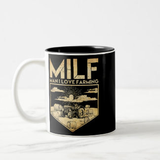 MILF Man I Love Farming Tractor Funny Man I Love F Two-Tone Coffee Mug