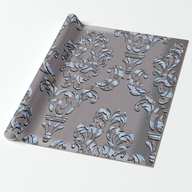 Miliscent Shadow  Damask Wrapping Paper (Unrolled)